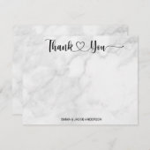 Personalisierte Hochzeit aus weißem Marmor Dankeskarte (Vorne/Hinten)