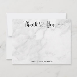 Personalisierte Hochzeit aus weißem Marmor Dankeskarte