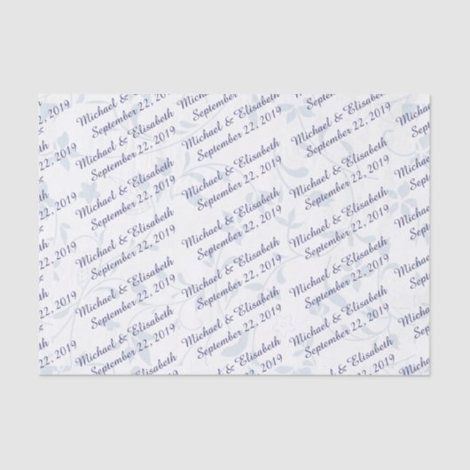 Personalisierte Hochzeit - Blau Seidenpapier (Vorderseite)