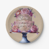 Personalisierte Hochzeit Braun Pappteller (Vorderseite)