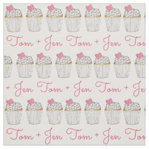 Personalisierte Hochzeit Cupcake Pink Herz Liebe Stoff