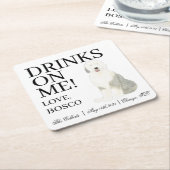 Personalisierte Hochzeit der alten englischen Scha Rechteckiger Pappuntersetzer (angewinkelt)