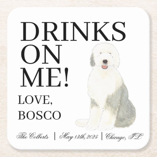 Personalisierte Hochzeit der alten englischen Scha Rechteckiger Pappuntersetzer (Vorderseite)