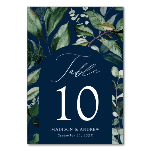 Personalisierte Hochzeit der Arch Navy mit üppiger Tischnummer (Vorderseite)