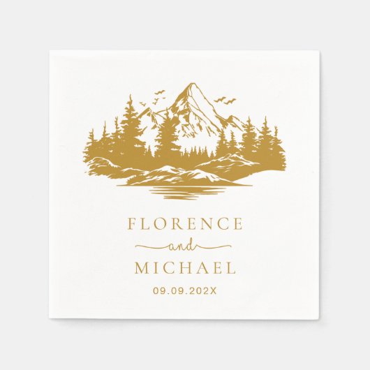 Personalisierte Hochzeit der Bergskette Serviette (Vorderseite)