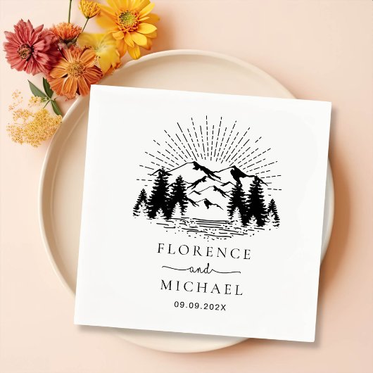 Personalisierte Hochzeit der Bergskette Serviette
