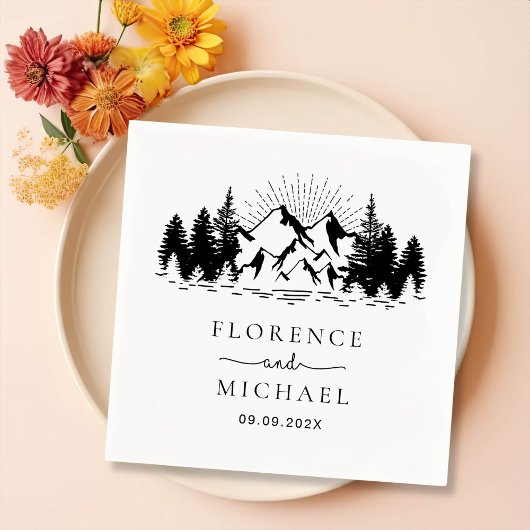 Personalisierte Hochzeit der Bergskette Serviette