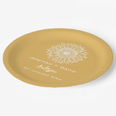 Personalisierte Hochzeit der Gelbblütenskizze Pappteller (Schrägansicht)