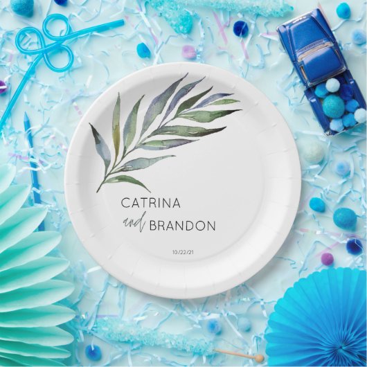 Personalisierte Hochzeit der Olive Branch Watercol Pappteller (Party)