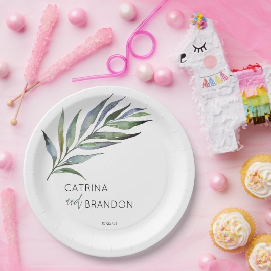 Personalisierte Hochzeit der Olive Branch Watercol Pappteller (Party)