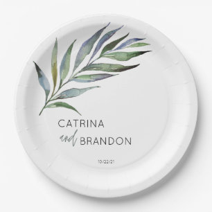 Personalisierte Hochzeit der Olive Branch Watercol Pappteller