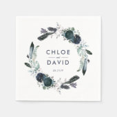 Personalisierte Hochzeit der Rustikalen Navy Peony Serviette (Vorderseite)