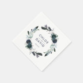 Personalisierte Hochzeit der Rustikalen Navy Peony Serviette (Ecke)