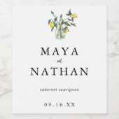 Personalisierte Hochzeit der Sommerlemon Weinetikett (Einzelnes Label)