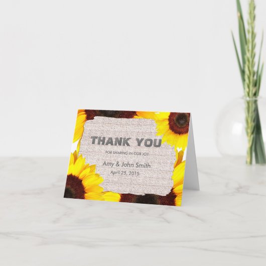 Personalisierte Hochzeit der Sonnenblumen danke (Vorderseite)
