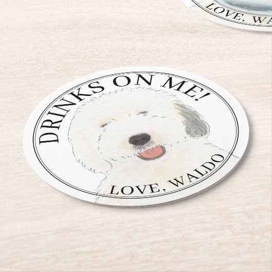 Personalisierte Hochzeit des alten englischen Scha Runder Pappuntersetzer (Angewinkelt)