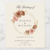 personalisierte Hochzeit durch Vintage Rose Weinetikett (Einzelnes Label)