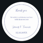 Personalisierte Hochzeit Einfach Lila Runder Aufkleber<br><div class="desc">Personalisierter Hochzeitsticker mit lila Farbe, Sie können den Namen und das Datum des Ehepaares ändern, und Ihre Nachricht für den Gast, klicken Sie bitte auf den Link "Personalisierung".</div>