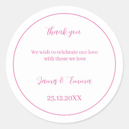 Personalisierte Hochzeit Einfache Rose Runder Aufkleber