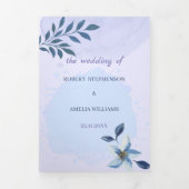Personalisierte Hochzeit Elegan Blue Ästhetik Dreifach Gefaltete Einladung (Cover)