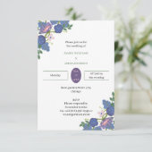 Personalisierte Hochzeit Elegante Blaue Blume Einladung (Stehend Vorderseite)