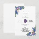 Personalisierte Hochzeit Elegante Blaue Blume Einladung (Vorne/Hinten)