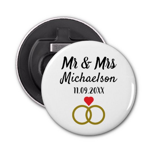 Personalisierte Hochzeit Flaschenöffner (Vorderseite)