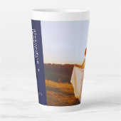 Personalisierte Hochzeit Foto Navy Blue Latte Tass Milchtasse (Vorderseite)