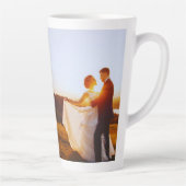 Personalisierte Hochzeit Foto Navy Blue Latte Tass Milchtasse (Rechts)