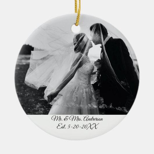 Personalisierte Hochzeit Foto Weihnachten Keramik Ornament (Vorne)