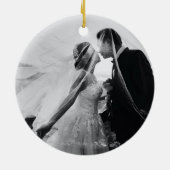 Personalisierte Hochzeit Foto Weihnachten Keramik Ornament (Hinten)