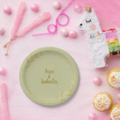 Personalisierte Hochzeit Gelb-Grün Pappteller (Party)