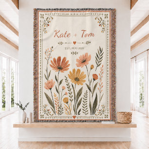 Personalisierte Hochzeit Gewebte Wurfdecke Decke