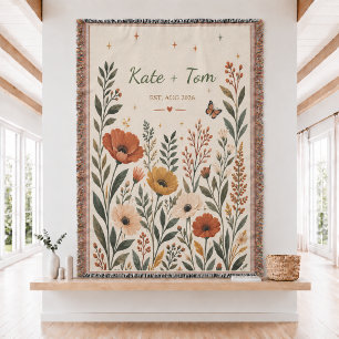 Personalisierte Hochzeit Gewebte Wurfdecke Decke