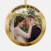 Personalisierte Hochzeit | Glittery Gold Hintergru Keramik Ornament (Vorne)