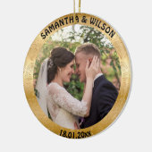 Personalisierte Hochzeit | Glittery Gold Hintergru Keramik Ornament (Links)