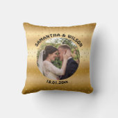 Personalisierte Hochzeit | Glittery Gold Hintergru Kissen (Rückseite)