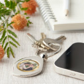 Personalisierte Hochzeit | Glittery Gold Hintergru Schlüsselanhänger (Seite)