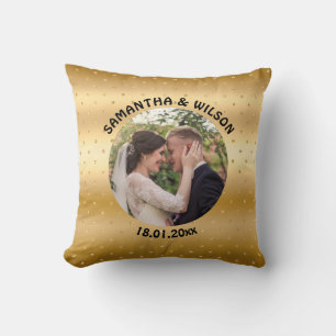 Personalisierte Hochzeit   Glitzernder goldener Hi Kissen