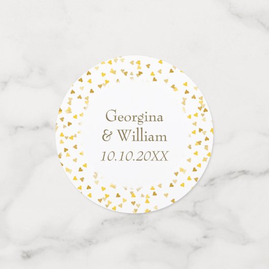 Personalisierte Hochzeit Goldene Herzen Konfetti (Klein Vorderseite)