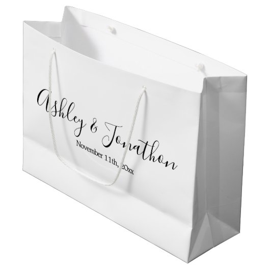 Personalisierte Hochzeit große Geschenktasche Große Geschenktüte (Vorderseite Schrägansicht)