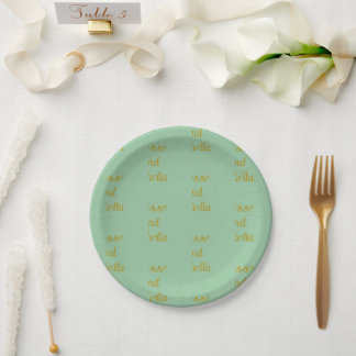 Personalisierte Hochzeit Grün Pappteller