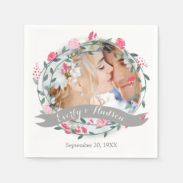 Personalisierte Hochzeit Ihres Fotos Quartz Rosa W Serviette