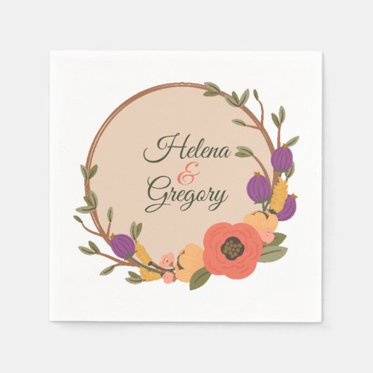 Personalisierte Hochzeit im Blumengarten Serviette (Vorderseite)
