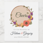 Personalisierte Hochzeit im Blumengarten Weinetikett (Einzelnes Label)