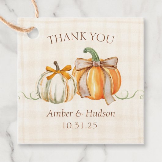 Personalisierte Hochzeit im Herbst Rustikaler Herb Geschenkanhänger (Vorderseite)