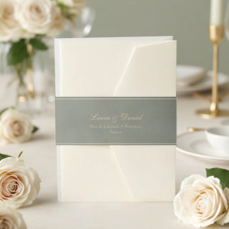 Personalisierte Hochzeit im Smaragdgrün-Samt-Gold- Einladungsbanderole