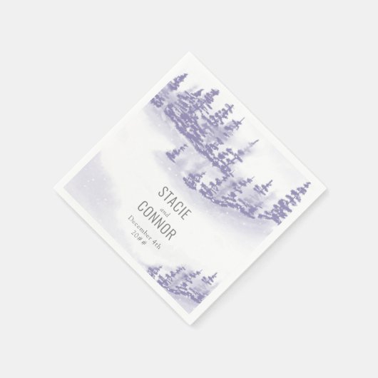 Personalisierte Hochzeit im Winterwald Serviette (Ecke)