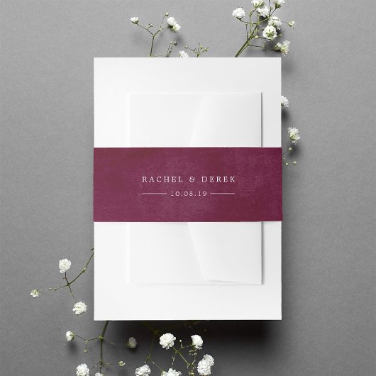 Personalisierte Hochzeit in Cabernet Einladungsbanderole