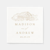 Personalisierte Hochzeit in Gold Rustic Serviette (Vorderseite)